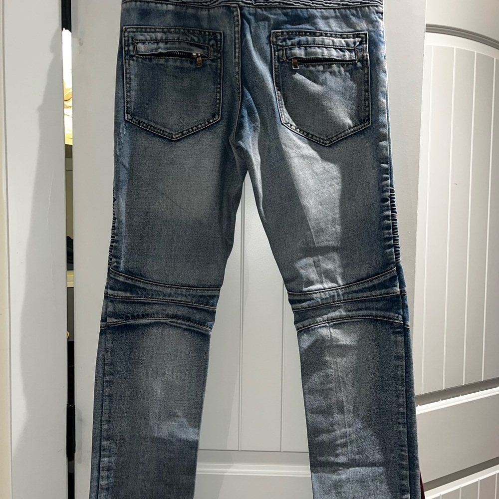 Balmain Distressed light blue Skinny Jeans - Picture 3 of 4